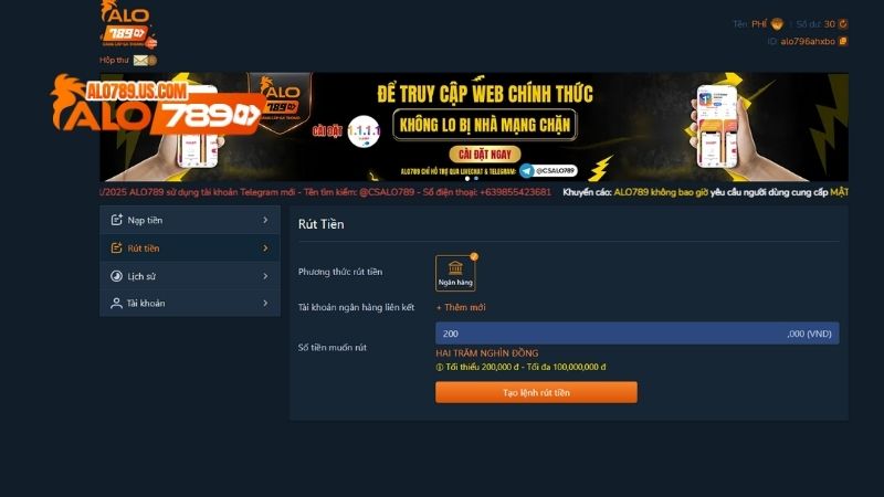 Rút Tiền alo789